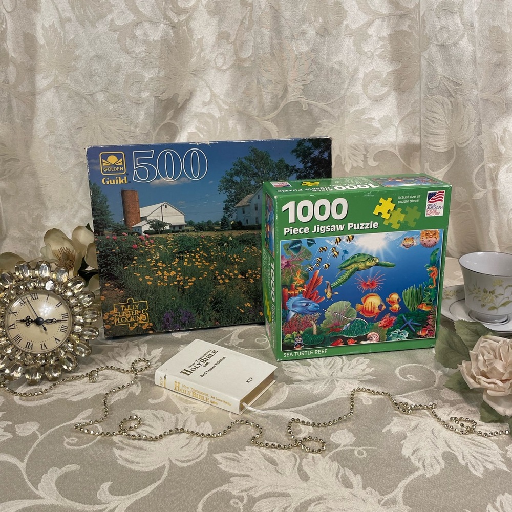 2 Puzzles|Sea Turtle Reef(12+)&Field of Flowers(10+)USA | Relaxing, Family Games